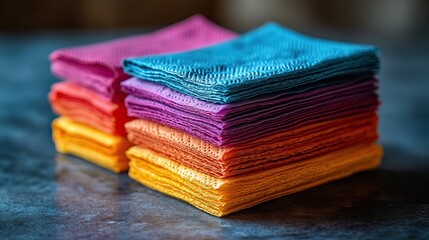 A set of colorful paper napkins viewed from the top, presented in a banner format