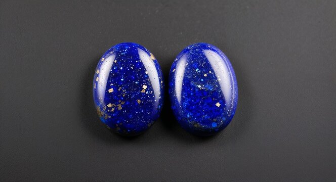 Oval lapis lazuli rich blue sparkle golden flecks on a black background