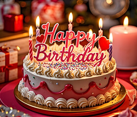 Birthday cake with candles. Happy birthday