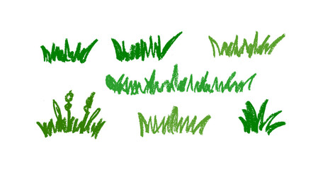 Grass Crayon Chalk Drawing Vector