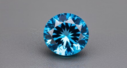 Round aquamarine cool blue sparkle polished glow on a light gray background