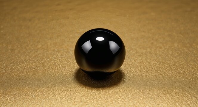 Round onyx jet black brilliance polished elegance on a golden background