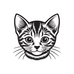 Fototapeta premium cute little cat head silhouette, black and white silhouette, vector and illustration