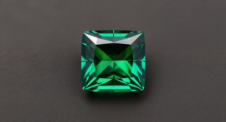 Fototapeta premium Square emerald bright green radiance smooth brilliance on a charcoal background