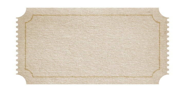 Old vintage ticket template made of neutral beige textured paper with copy space