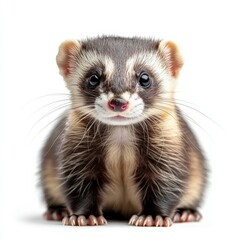 Obraz premium Adorable Ferret with Playful Expression on White Background