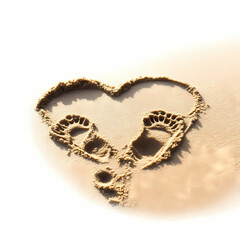 heart shape made on beach, romantic get away