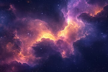 Naklejka premium A Nebula with Swirling Clouds of Gas and Dust in a Starry Sky