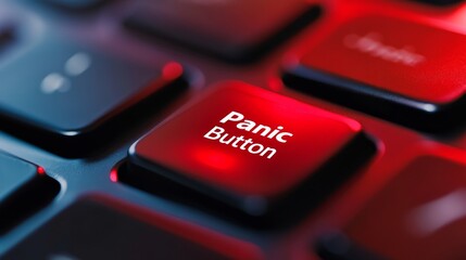 Red Panic Button Keyboard Concept, Emergency Key, Stress Symbol, Alert Button