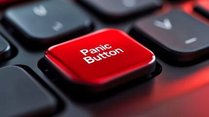 Panic Button Key Closeup, Red Panic Button, Keyboard Panic Button Photo