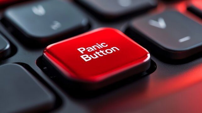 Panic Button Key Closeup, Red Panic Button, Keyboard Panic Button Photo