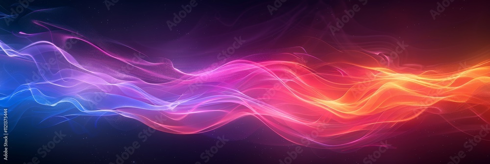 Poster abstract colorful waves flow across a dark background. concept of vibrant energy and motion. for dig