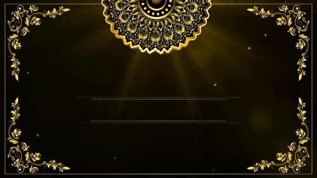 golden frame mandala ornament green screen background
