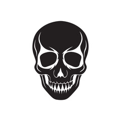 skull silhouette, black and white silhouette, vector and illustration