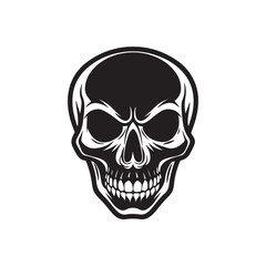 skull silhouette, black and white silhouette, vector and illustration