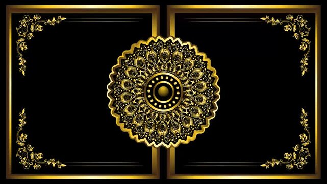 golden frame mandala invitation card green screen background - Powered by Adobe