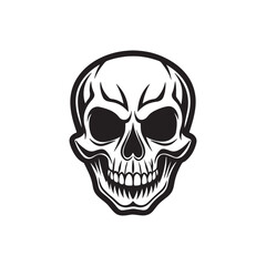 skull silhouette, black and white silhouette, vector and illustration