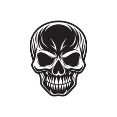 Obraz premium skull silhouette, black and white silhouette, vector and illustration