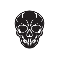 skull silhouette, black and white silhouette, vector and illustration
