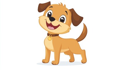 Obraz premium A cute cartoon dog is smiling and looking to the side.