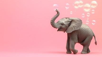 A cartoon elephant is blowing bubbles.