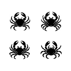 set of crab silhouette, black and white silhouette, vector and illustration