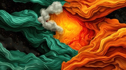 An abstract illustration for World No Tobacco Day featuring vibrant colors and swirling patterns symbolizing breaking free from the harmful effects of smoking.