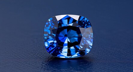 Cushion cut blue sapphire oceanic blue brilliance radiant clarity on a midnight blue background