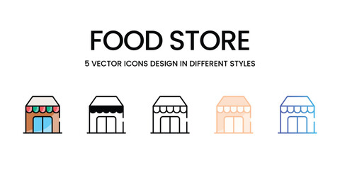 Food Store icons in different style vector stock illustration