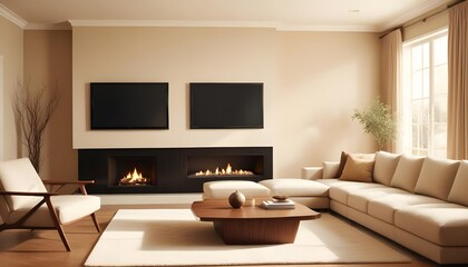Photo interior modern design room 3D illustration Ultra HD realistic
