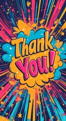 Colorful comic book style thank you illustration with pop art effect
