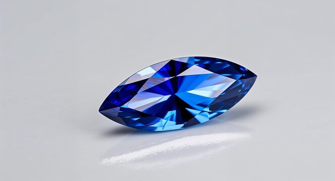Marquise blue sapphire vivid cobalt brilliance polished elegance on a bright white background