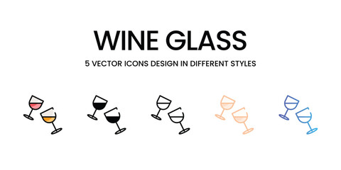 Wine Glass icons in different style vector stock illustration