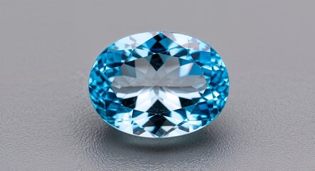 Fototapeta premium Oval aquamarine light blue radiance sparkling clarity on a light gray background