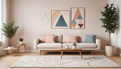 Scandinavian living room interior design zoom background