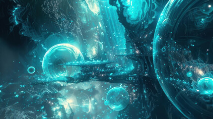 Dive into a mesmerizing underwater world filled with glowing orbs and mysterious aquatic landscapes