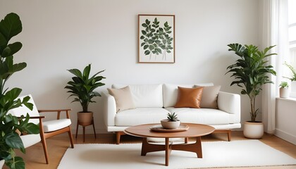 Scandinavian living room interior design zoom background
