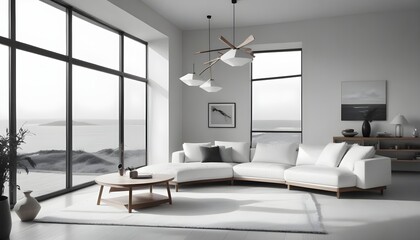 Scandinavian living room interior design zoom background