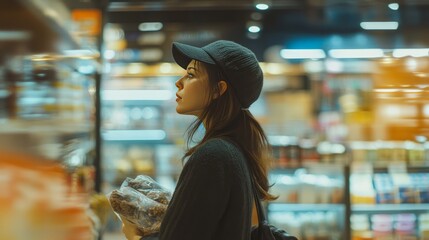 Fototapeta premium person in the supermarket in motion