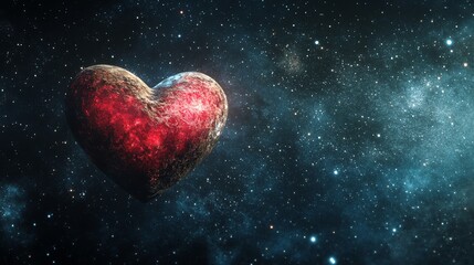 A heart-shaped nebula in space.