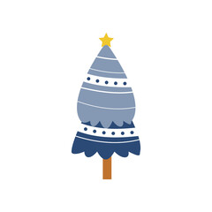 Blue Design cute chrismast tree vector on white background