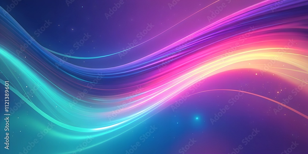 Poster vibrant abstract waves in purple and blue color gradients create a mesmerizing digital background