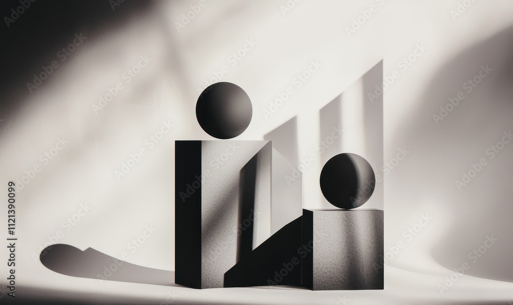 Poster minimalist geometric abstract with black and white color scheme