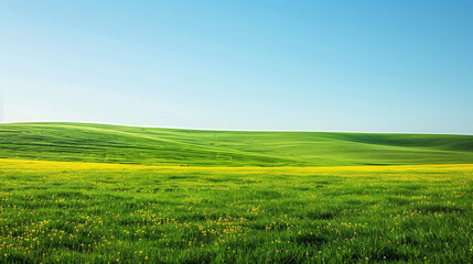 Obraz premium landscape of green fields with beautiful clouds floating over blue sky illustrating elements of natural beauty