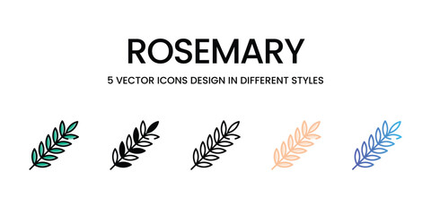 Rosemary icons in different style vector stock illustration