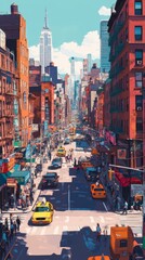 Naklejka premium Urban Cityscape: A Colorful Street View