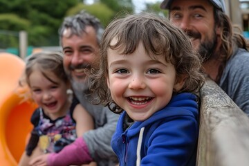 Happy family with children