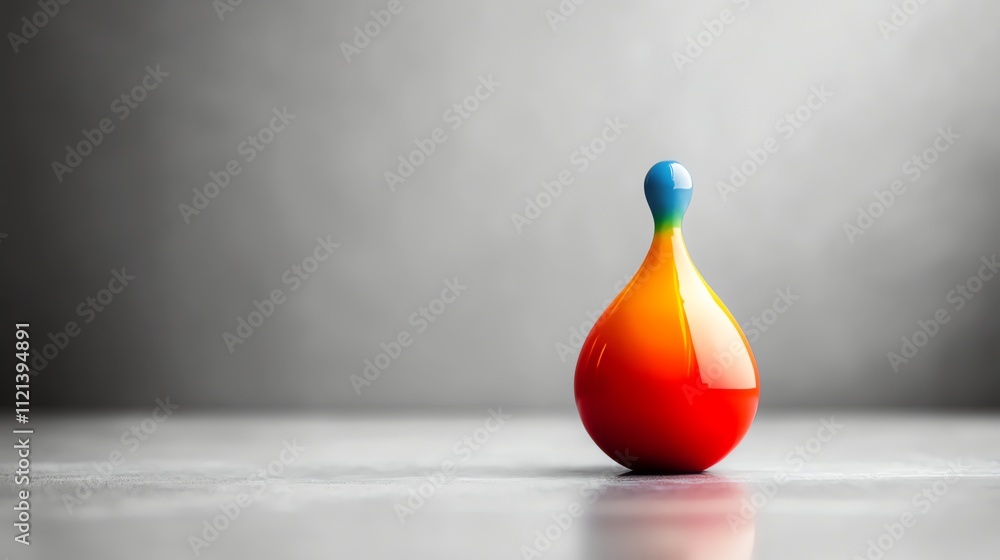 Aufkleber a colorful glass object sits on a table in front of a gray wall.
