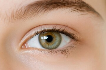 Fototapeta premium Close-up of a human eye showcasing iris and eyelashes.