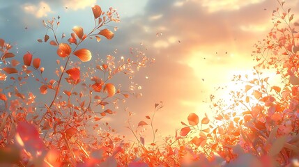 sunset in the forest